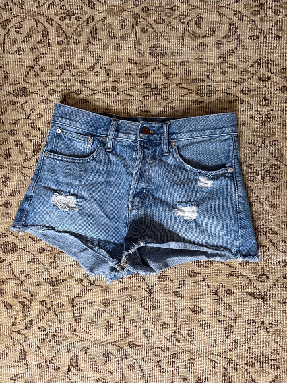 Madewell Blue Distressed Denim Cutoff Shorts